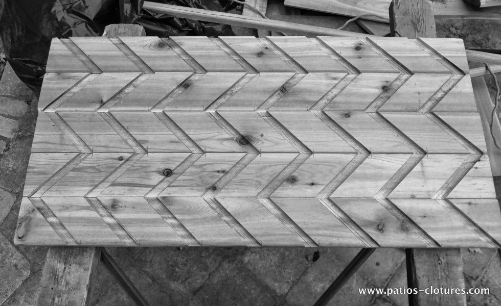 Cut for insertion of horizontal louvers in the fence